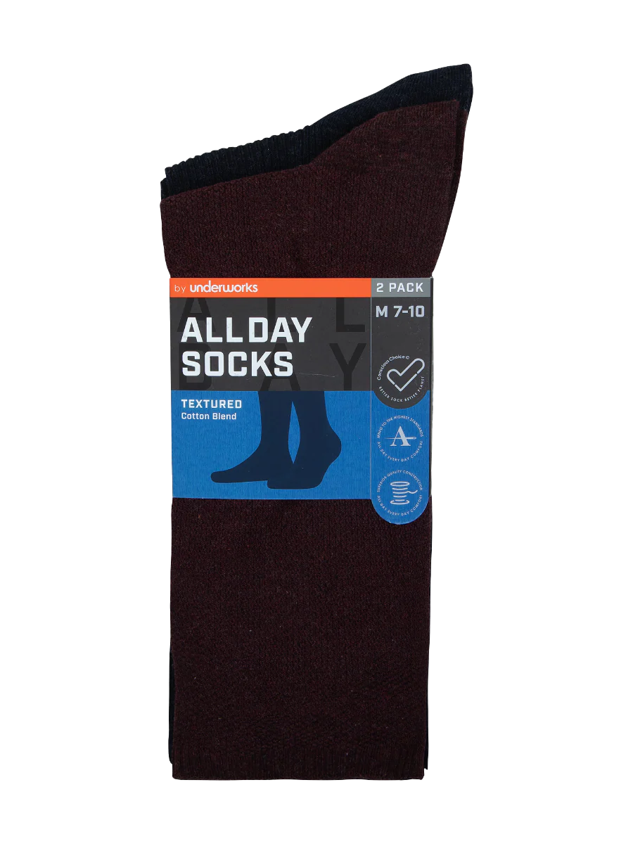 Men's All Day Fine Textured Crew Socks 2 Pack - Image 3