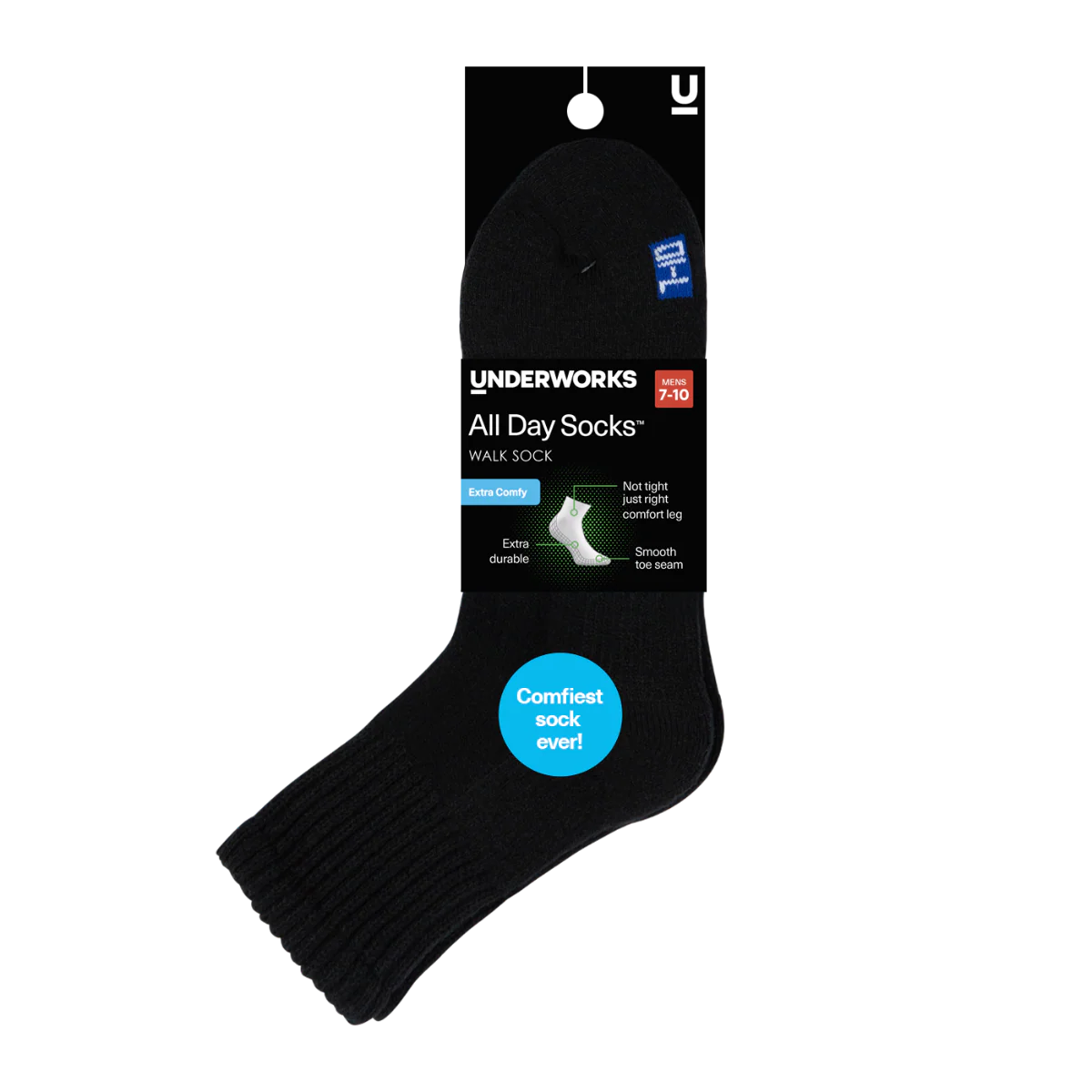 Men's All Day Cushioned Mid Crew Walk Sock 1 Pack - Image 3