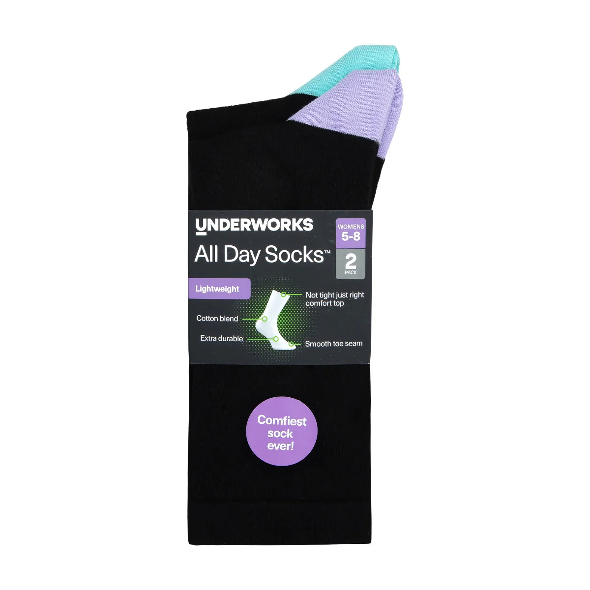 Women's All Day Lightweight Crew Socks 2 Pack - Image 3