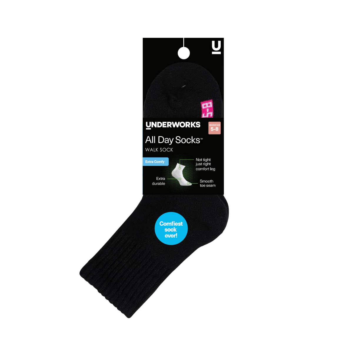 Women's All Day Cushioned Mid Crew Walk Sock 1 Pack - Image 3