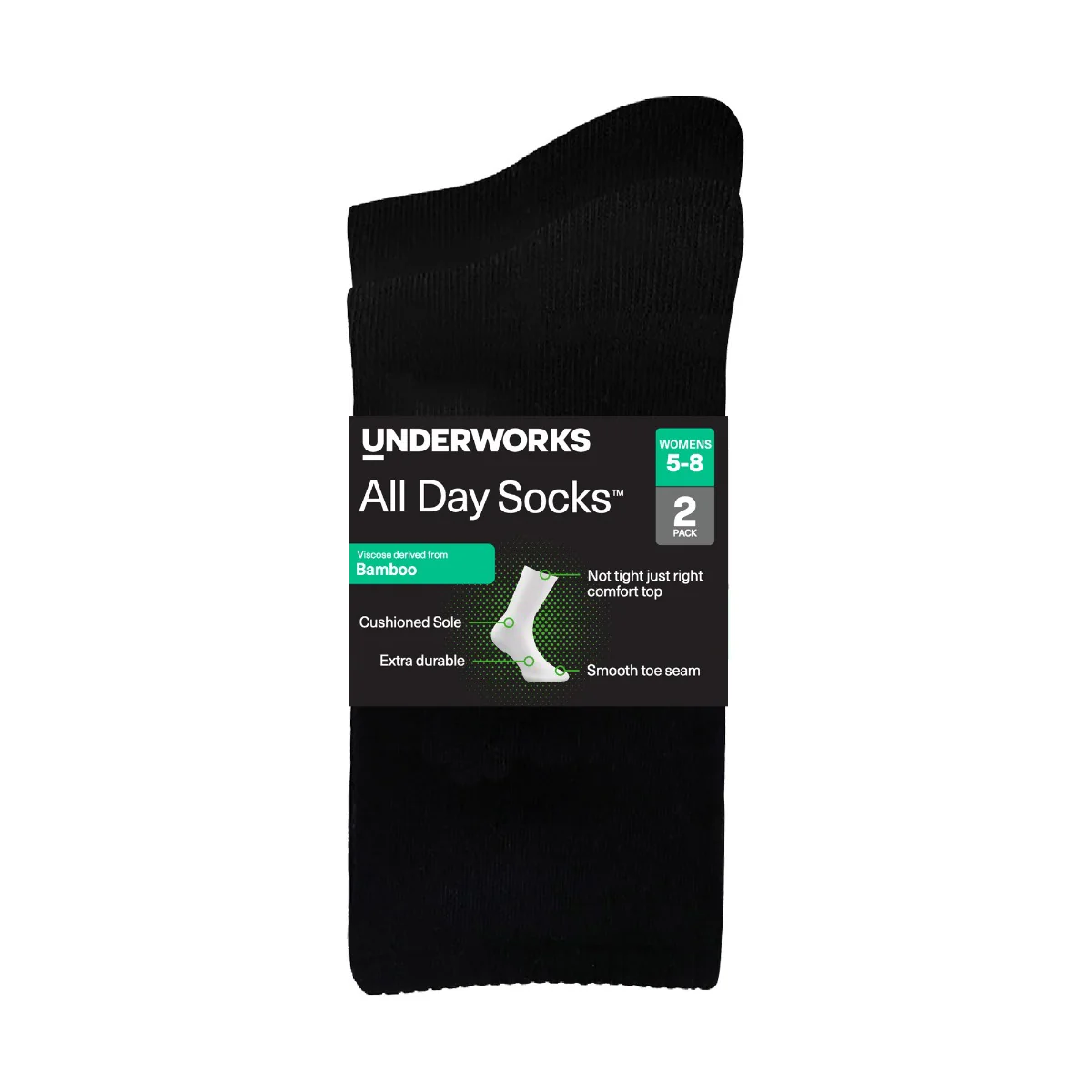 Women's All Day Bamboo Crew Socks 2 Pack - Image 3