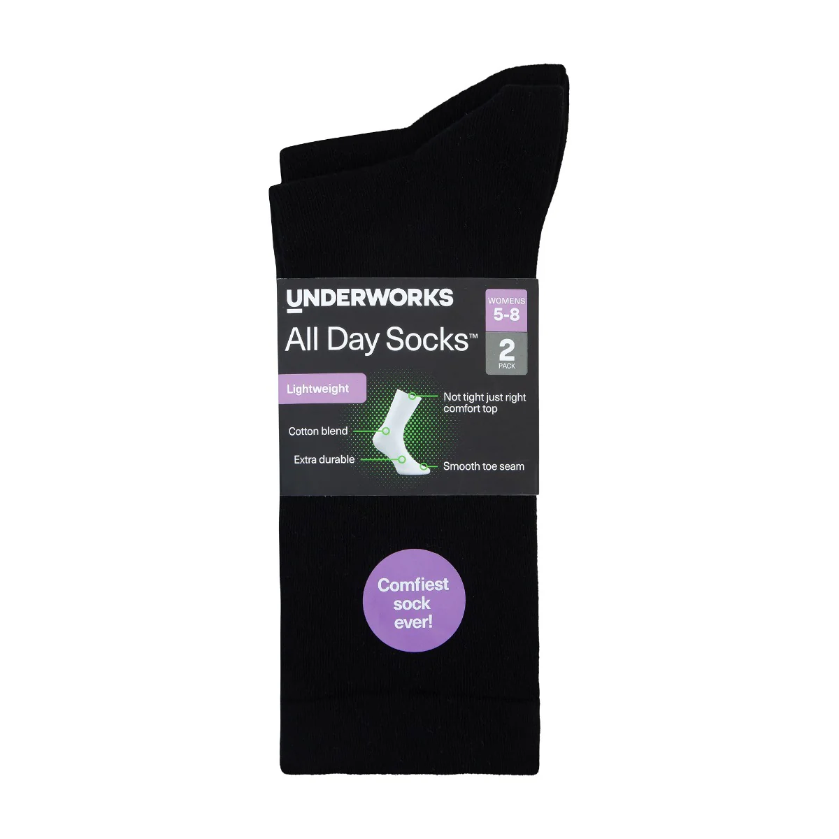 Women's All Day Lightweight Crew Socks 2 Pack - Image 3